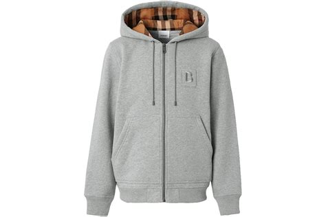 burberry letter graphic cotton blend zip hoodie pale grey melange|burberry letter graphic cotton hoodie.